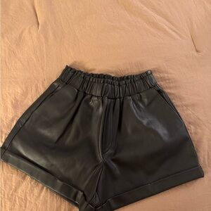 Forever 21 Black High Waist Faux Leather Shorts